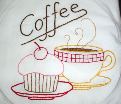 Embroidered dish towel â class project sample â