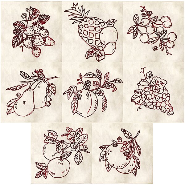 Vintage fruit tea towels pattern â redwork plusscarlet today