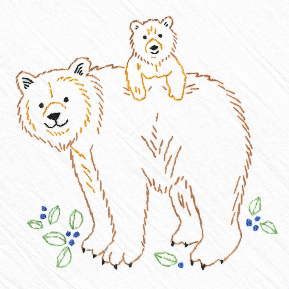 Bear embroidered whimsy tea towel â heidi boyd