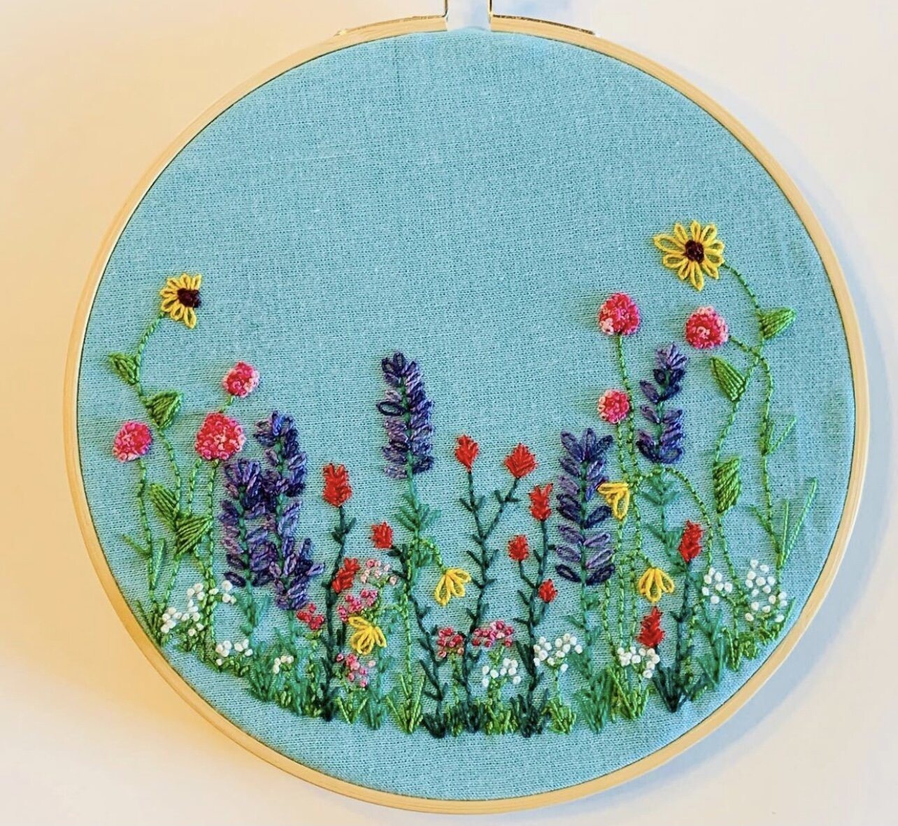 Whimsical wildflowers embroidery pattern and printed fabric panel â the craft table