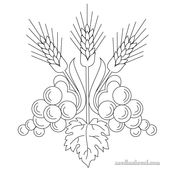 Free hand embroidery design contemporary grape wheat corners â