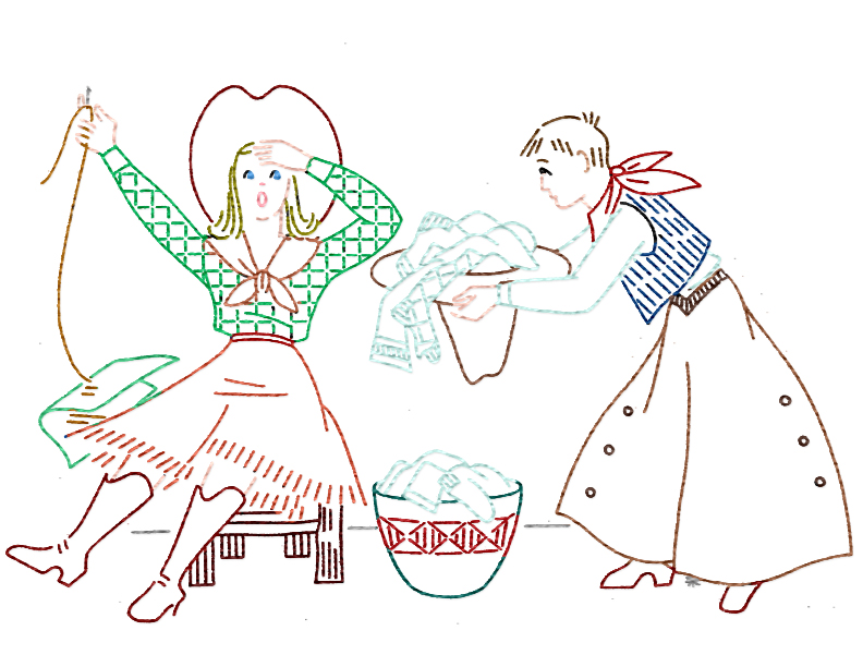 Ivab silly western cowboy cowgirl couple tea towel designs vintage embroidery transfer pdf instant download â stitchin in the kitchen