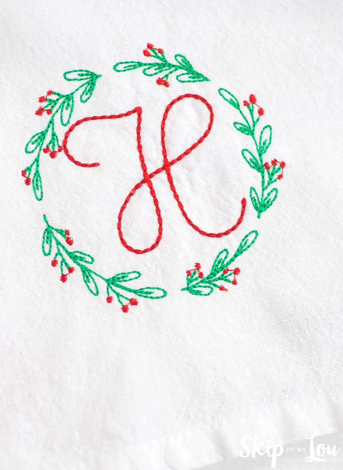 Christmas wreath machine embroidery design skip to my lou