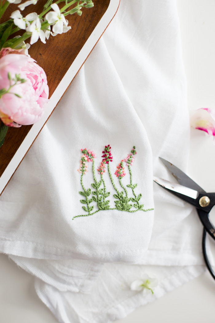 Floral embroidery patterns for dishtowels