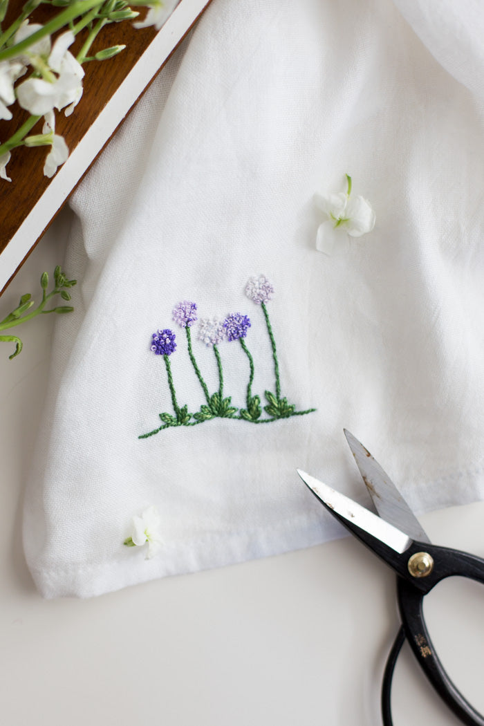 Floral embroidery patterns for dishtowels