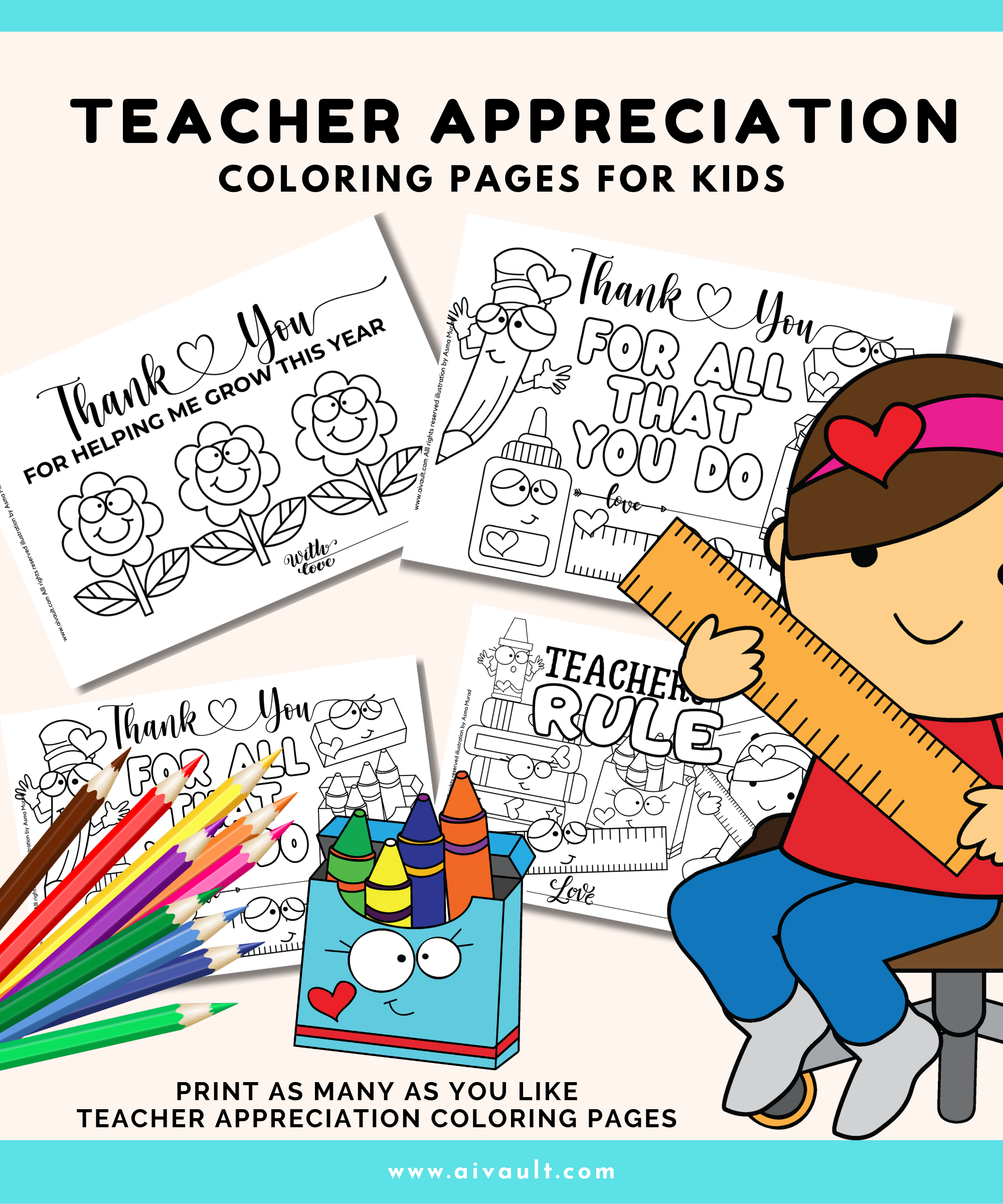 Teacher appreciation coloring pages pdf printables
