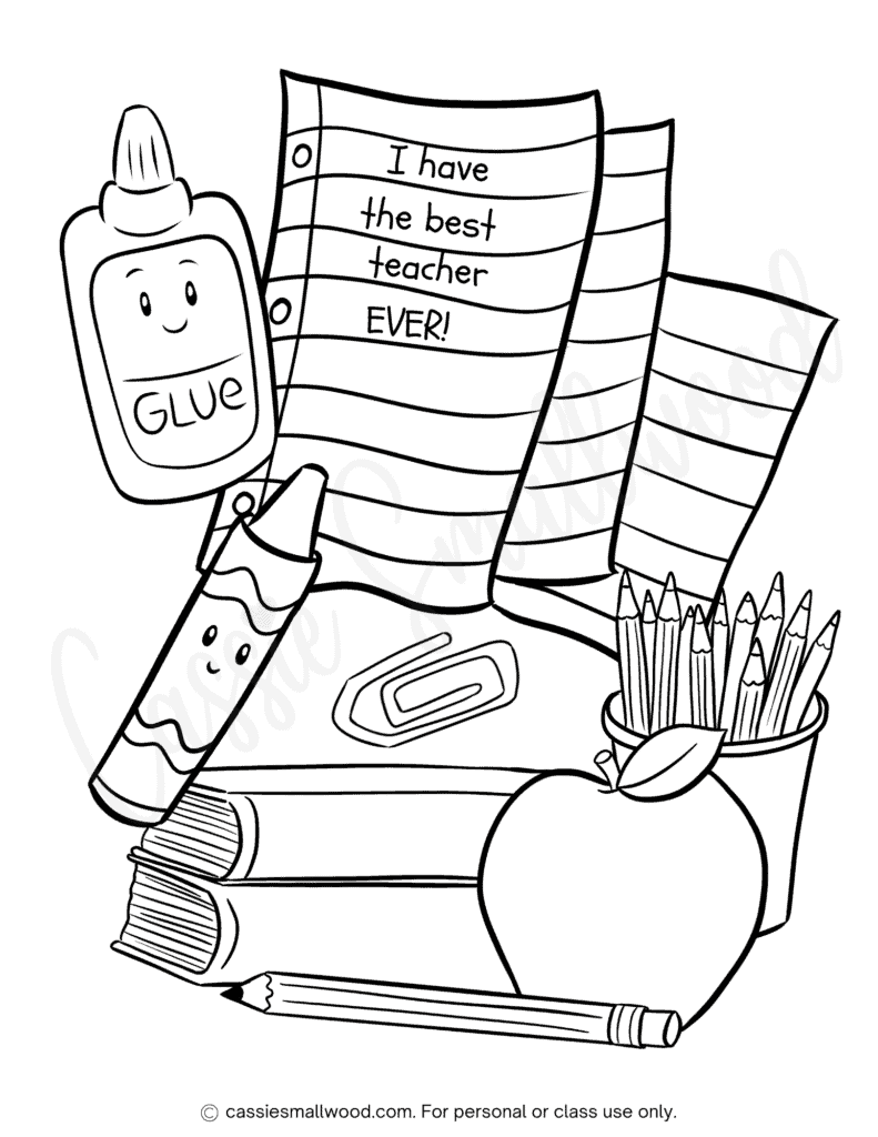 Cute teacher appreciation coloring pages and cards
