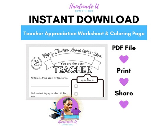 Teacher appreciation week a school supplies worksheet coloring page printable pdf editable in canva gifts for teachers