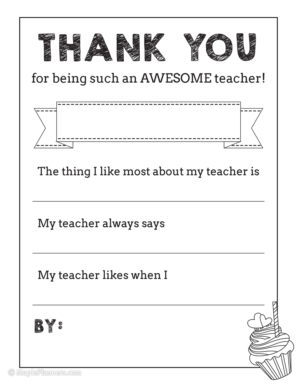 Free printable teacher appreciation thank you notes