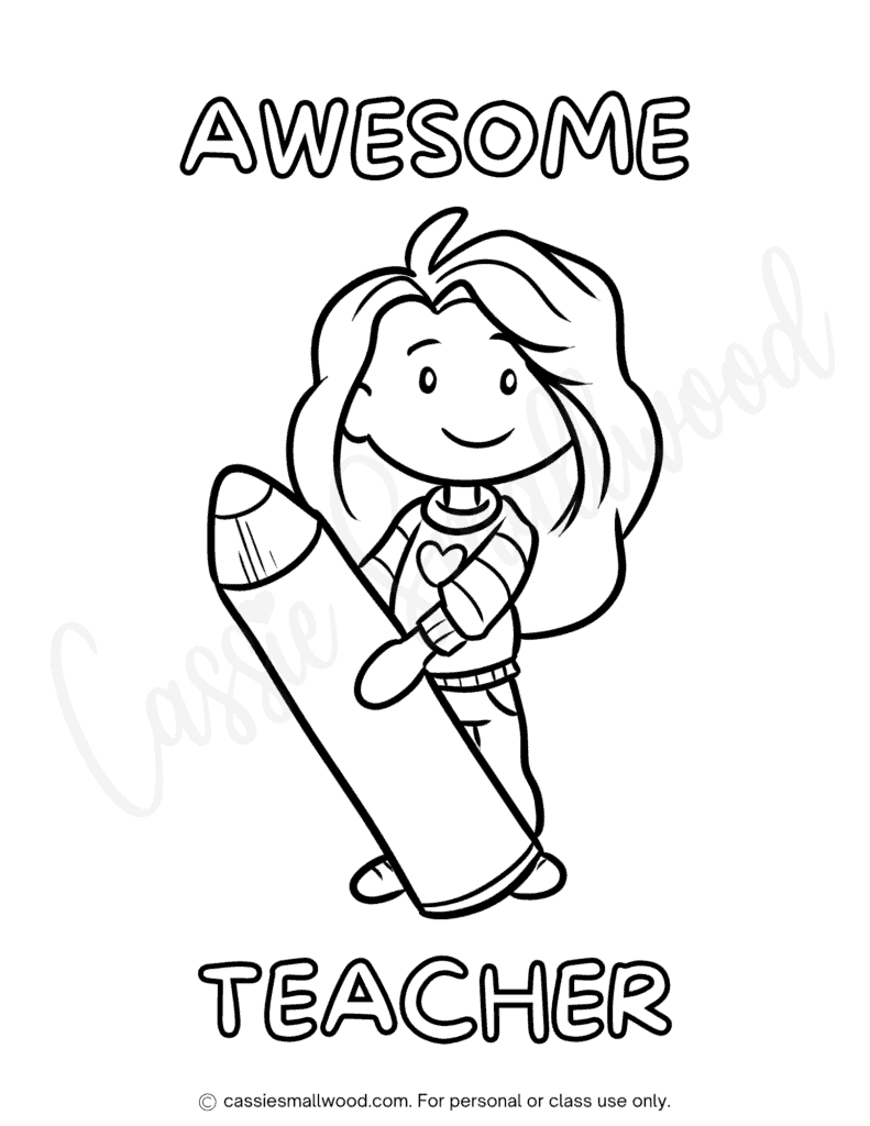 Cute teacher appreciation coloring pages and cards