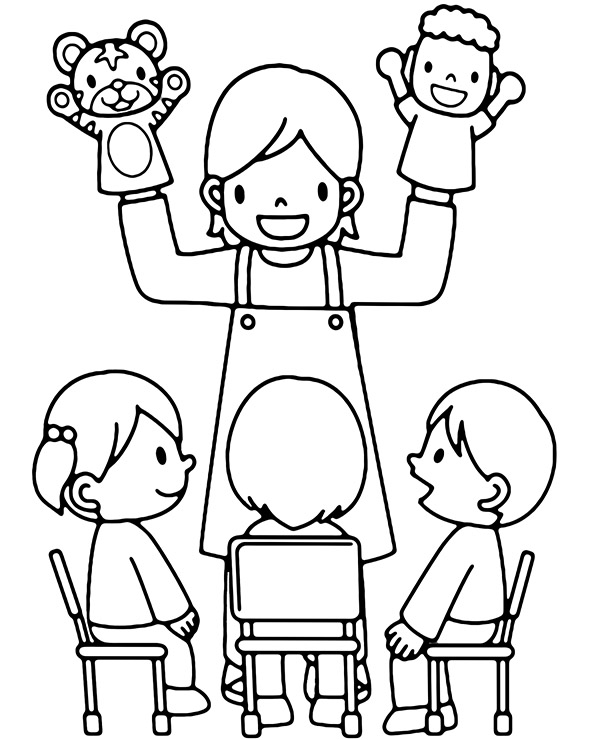 Kindergarten teacher coloring page preschool
