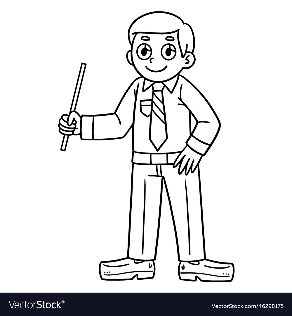 School teacher coloring page for kids royalty free vector