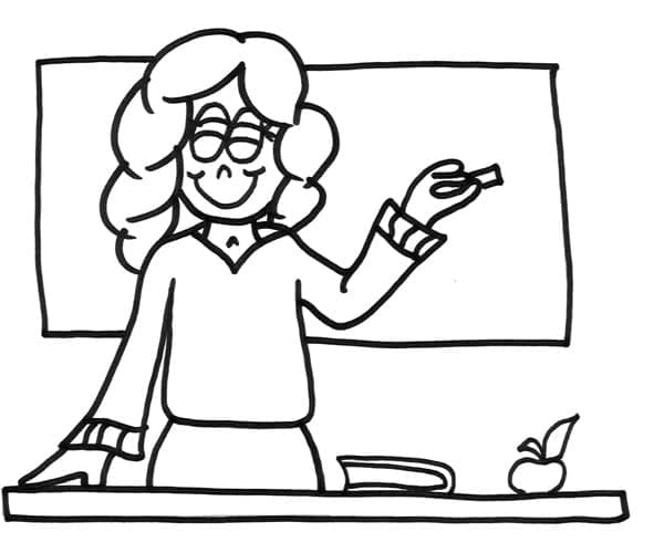 Adorable teacher coloring page