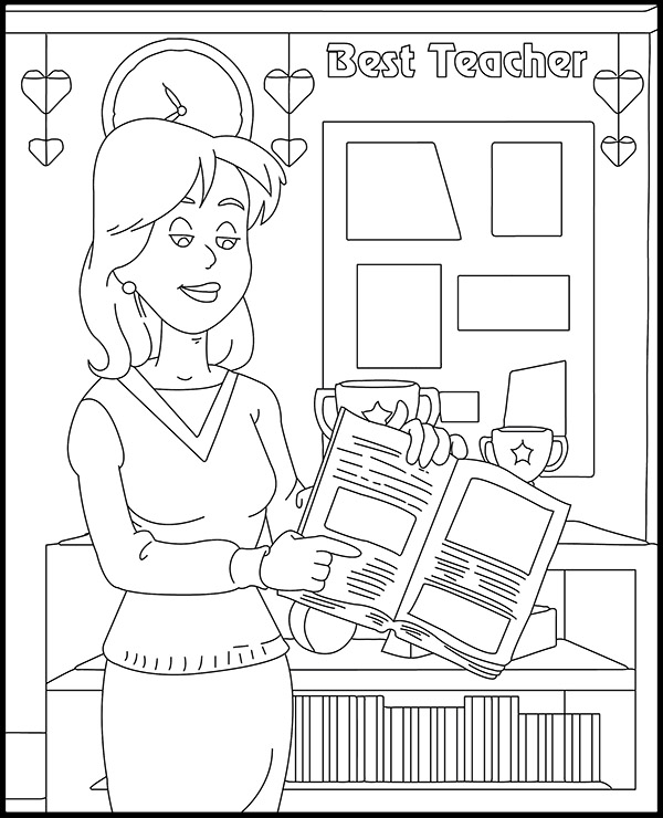 Teacher coloring page for teachers day