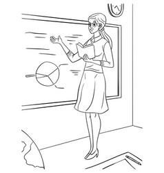 School teacher coloring page for kids royalty free vector