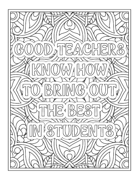 Premium vector teacher quotes coloring pages for adult coloring book