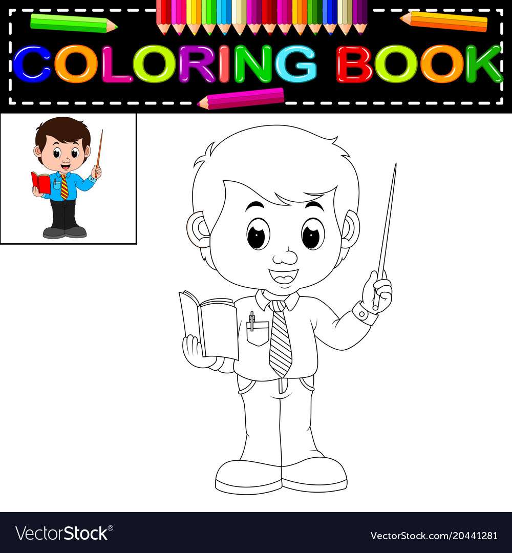 Male teacher coloring book royalty free vector image