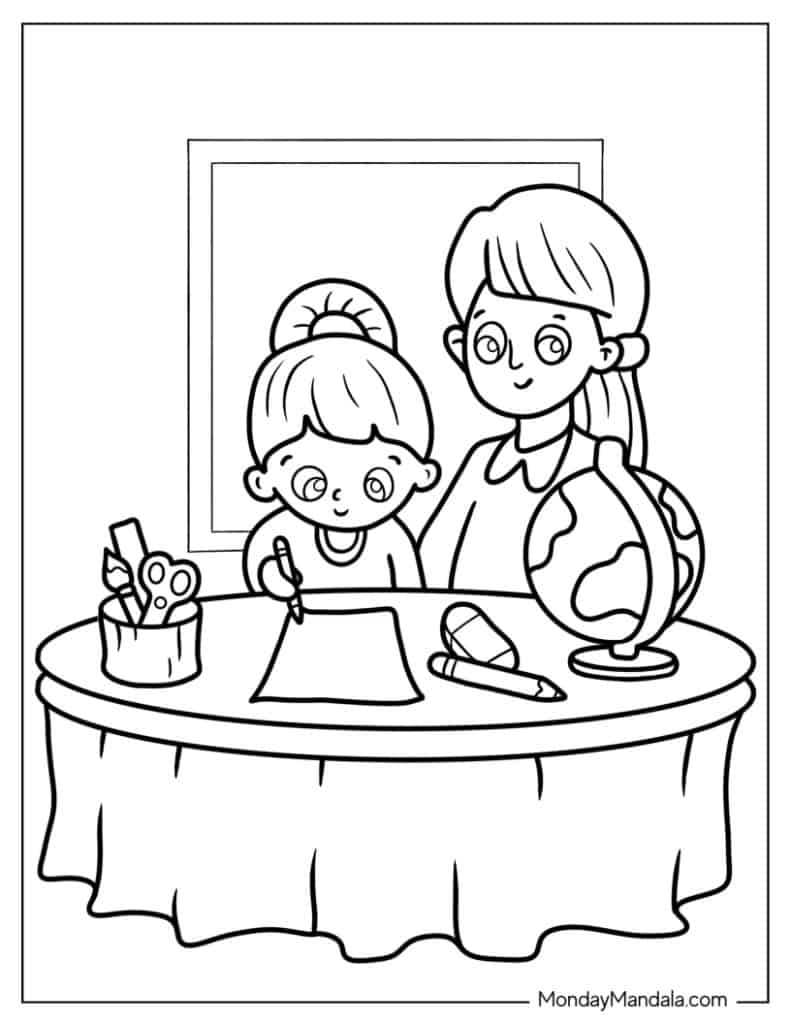 Teacher coloring pages free pdf printables