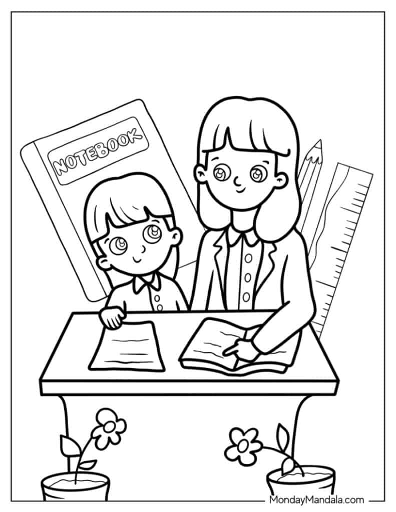 Teacher coloring pages free pdf printables