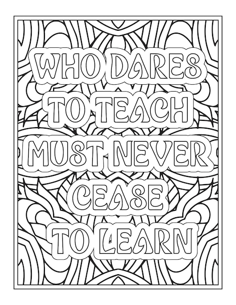 Premium vector teacher quotes coloring pages for adult coloring book