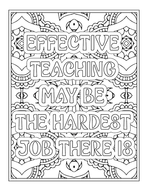 Premium vector teacher quotes coloring pages for adult coloring book