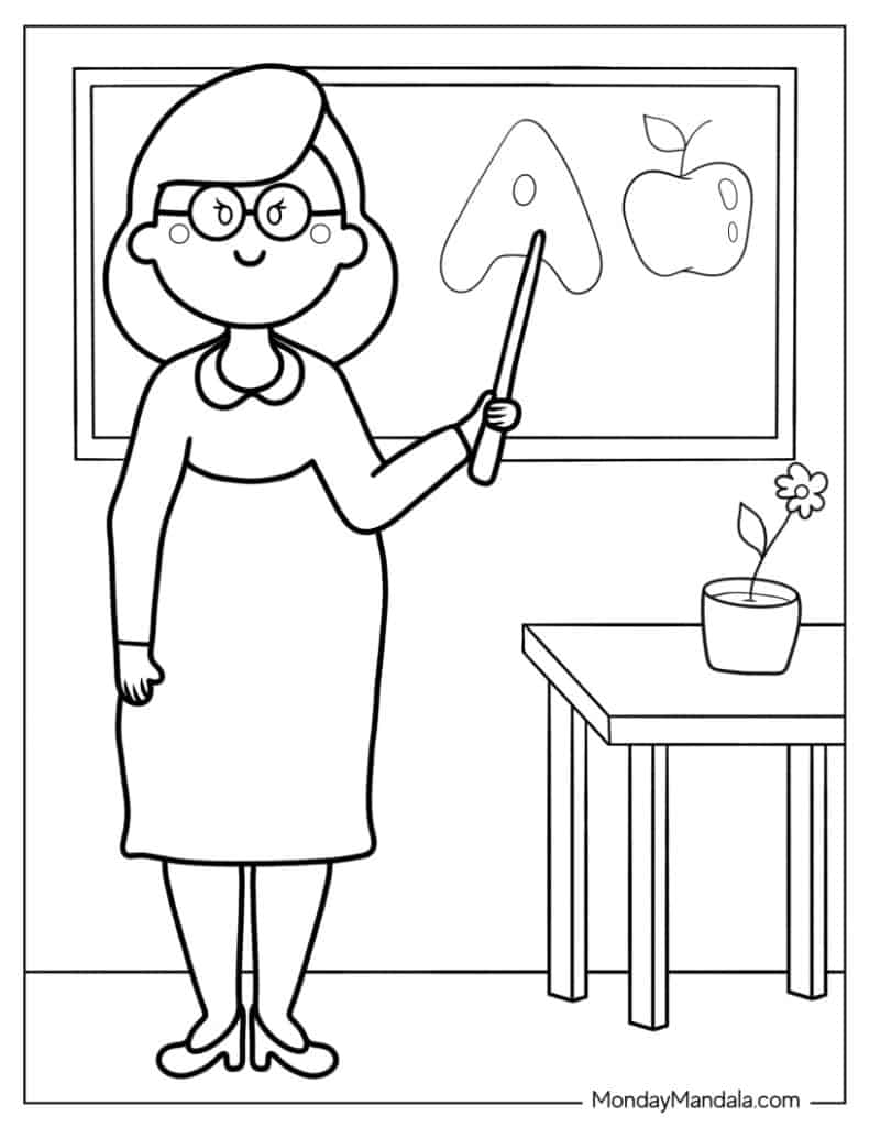 Teacher coloring pages free pdf printables