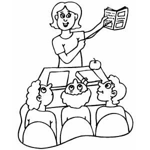 Teacher explanation to students coloring page