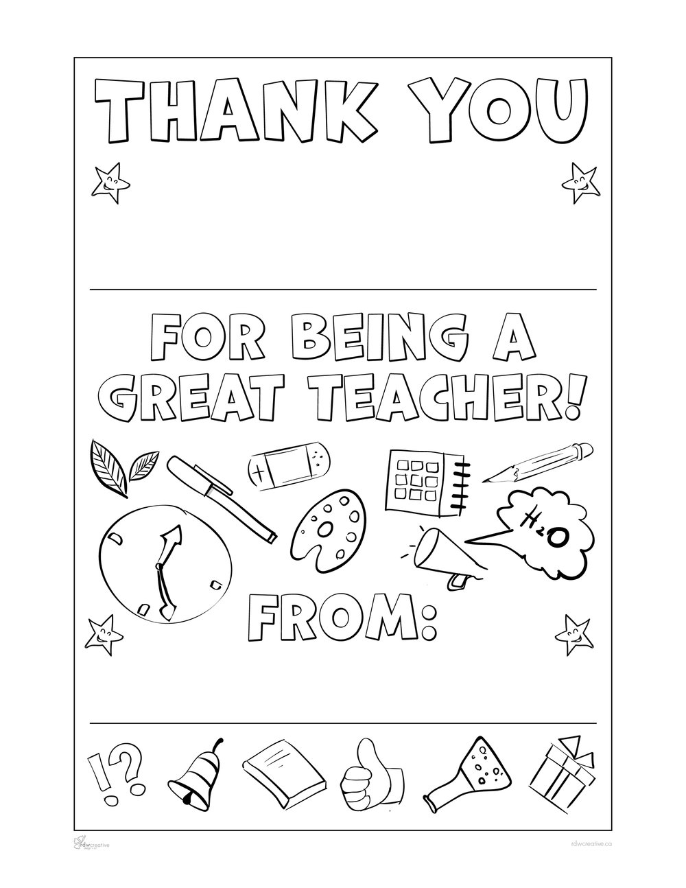 Thank you for being a great teacher x single colouring sheet â
