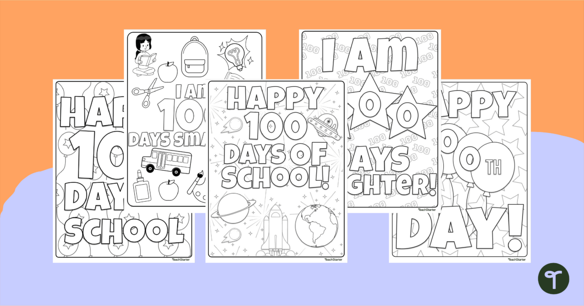 Th day of school coloring page pack teach starter
