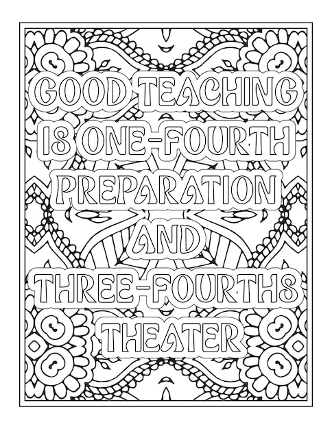 Premium vector teacher quotes coloring pages for adult coloring book