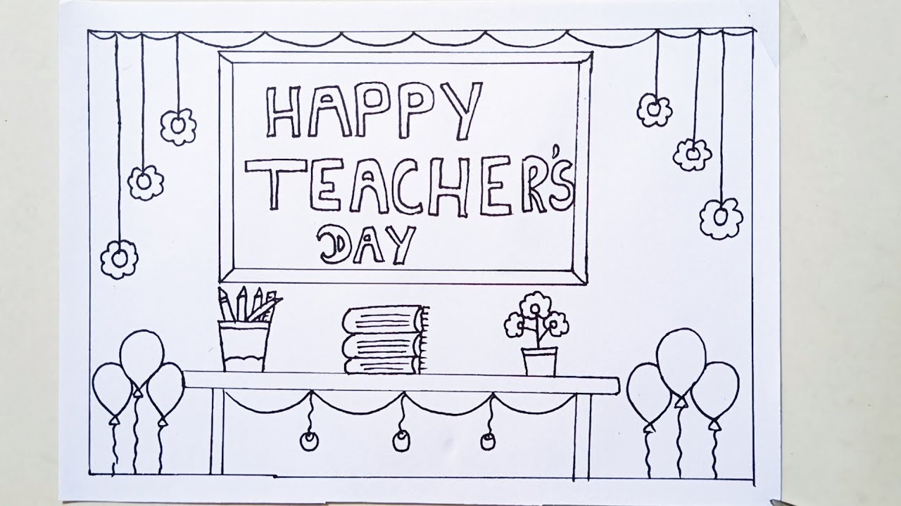 Teachers day special drawing very easy drawing for beginners happy teachers day art green