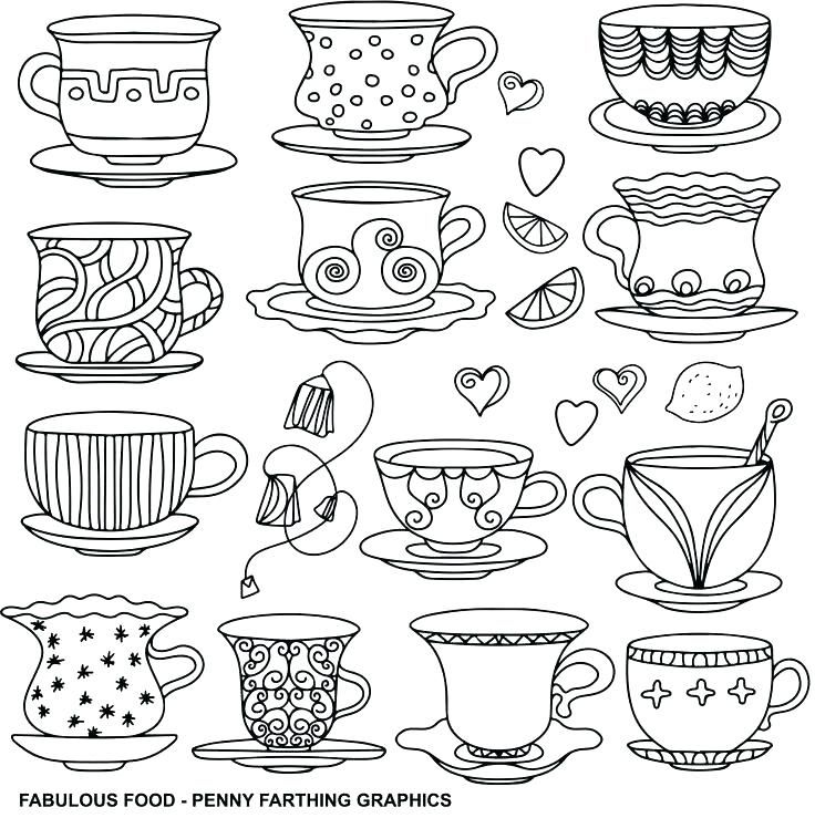 Teacup coloring page fabulous food penny farthing graphics coloring pages tea cups adult coloring pages