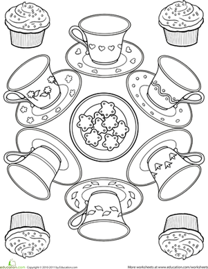 Teacup worksheet education coloring pages mandala coloring pages color