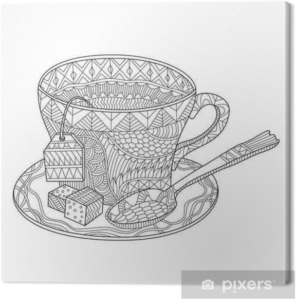 Canvas print tea cup vector illustration coloring page
