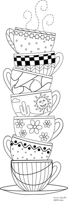 Teacup stack coloring pages embroidery patterns coloring books