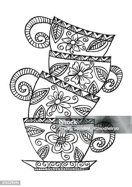 Coffee cups decorative style stock illustration