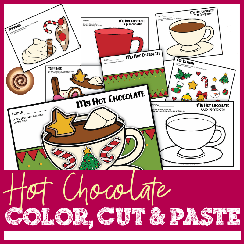 Hot chocolate cut paste hot chocolate coloring pages