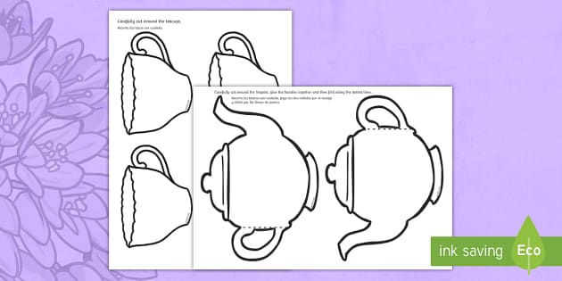 Mothers day card blank teapot gift card template englishspanish
