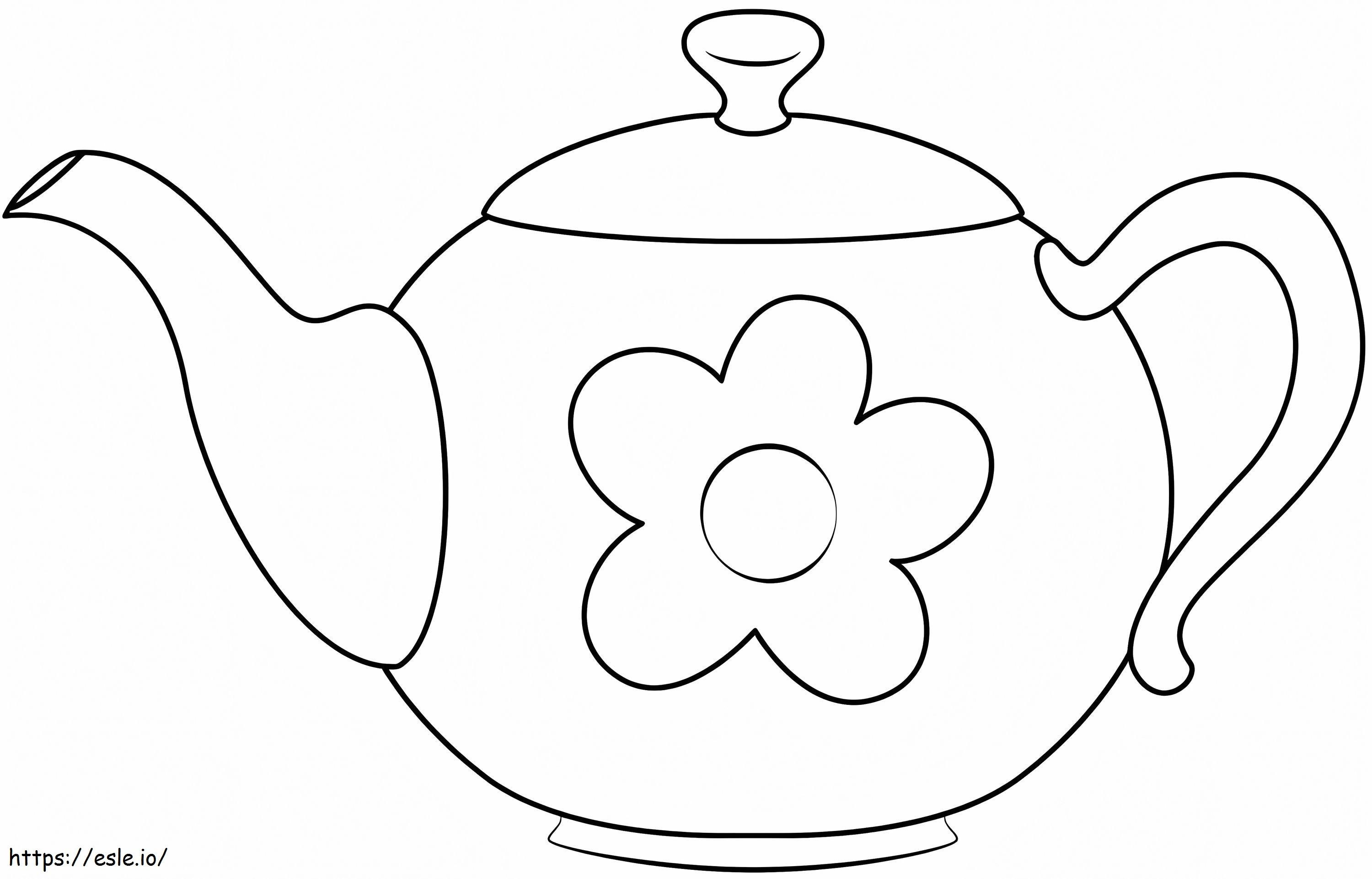 Teapot with flower coloring page