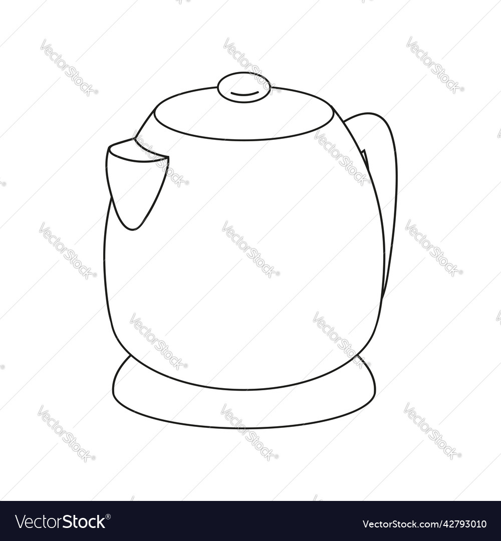 Coloring book page for kids teapot cartoon style vector image