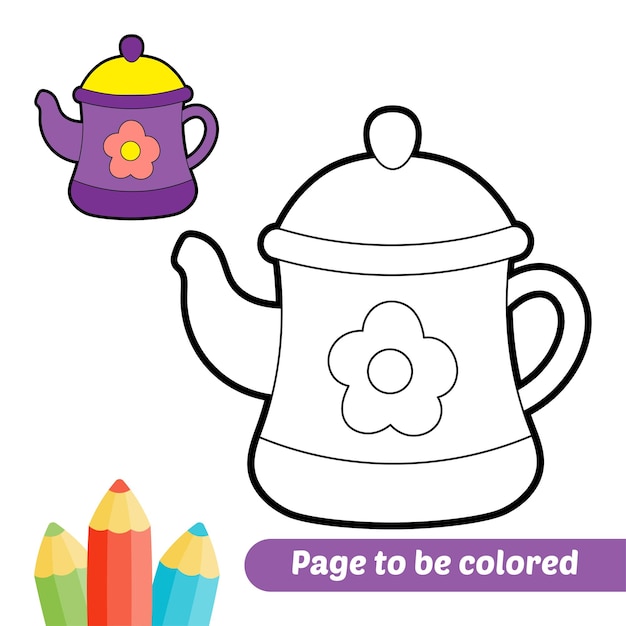 Premium vector coloring book for kids teapot vector