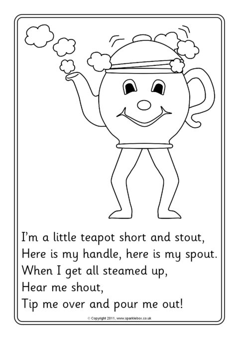 Im a little teapot louring sheets sb