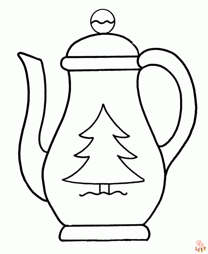 Enjoy coloring cute teapot coloring pages