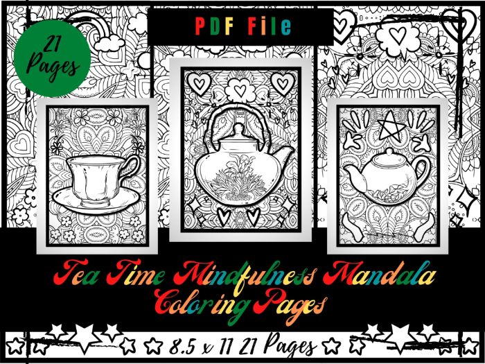 Tea time mandala colouring pages for kids traditional mug teapot printable pdf teaching resources