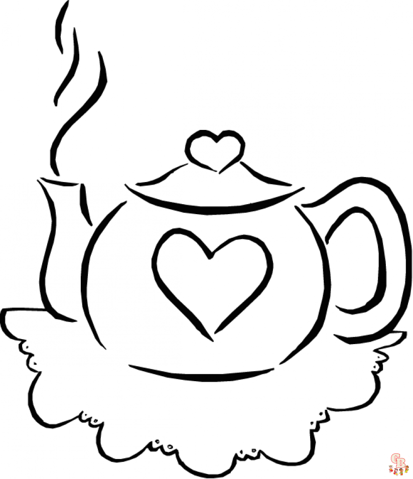 Enjoy coloring cute teapot coloring pages