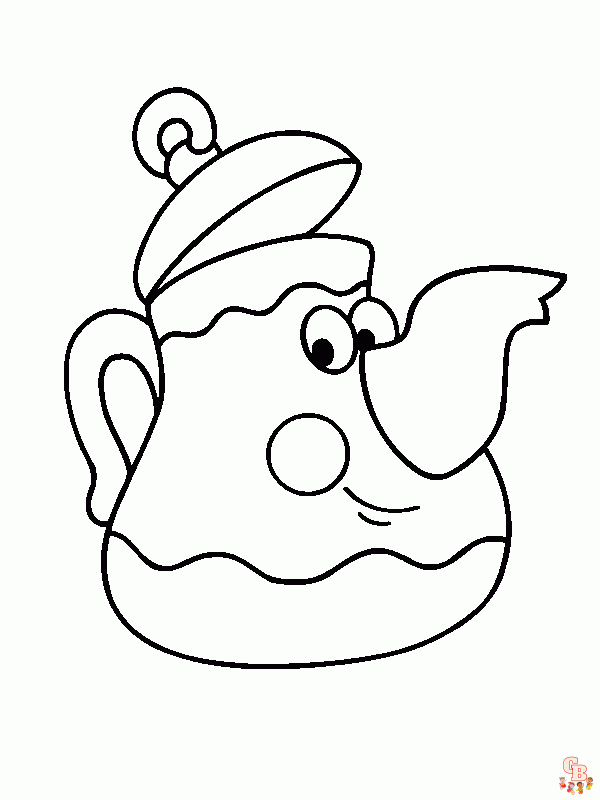 Enjoy coloring cute teapot coloring pages