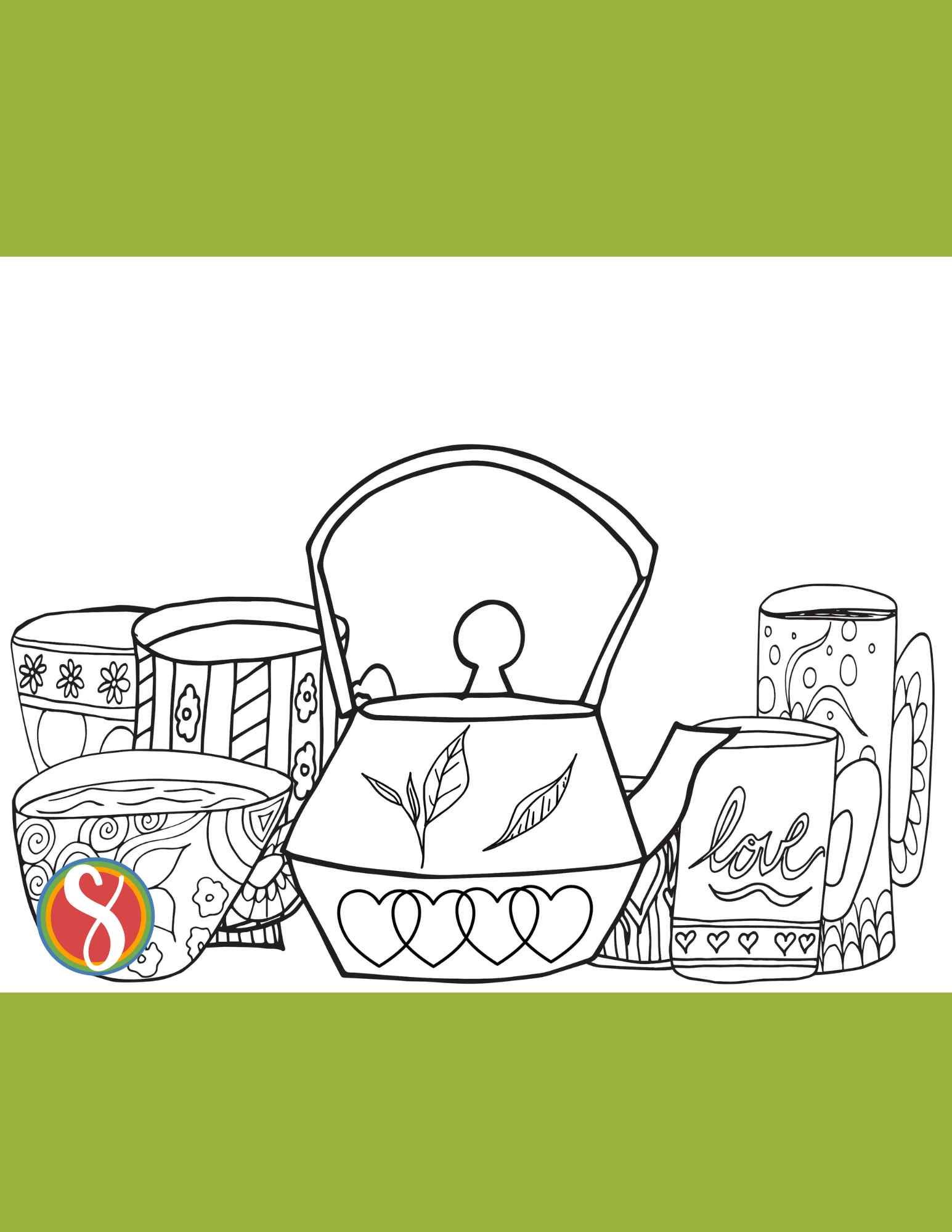 Free teapot coloring pages â stevie doodles