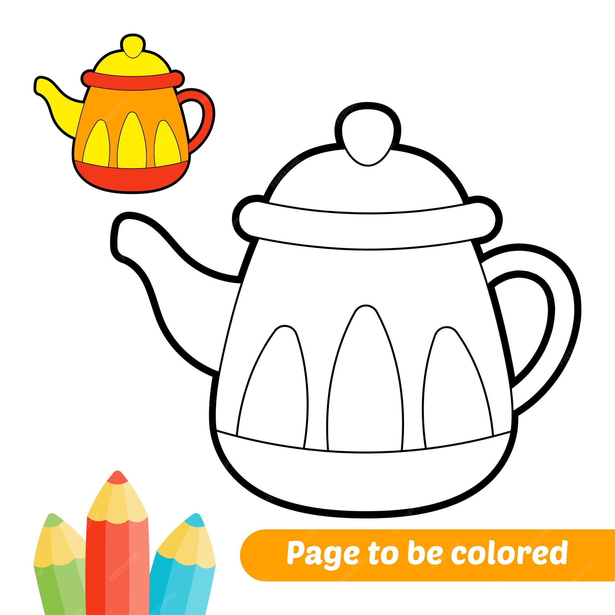 Premium vector coloring book for kids teapot vector
