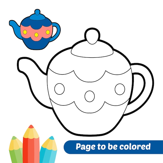 Premium vector coloring book for kids teapot vector