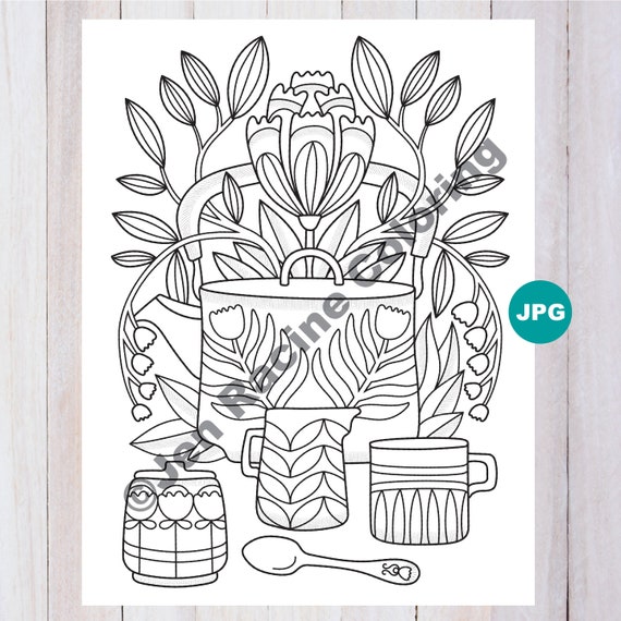 Buy lagom coloring page teapot scandinavian jpg coloring page online in india
